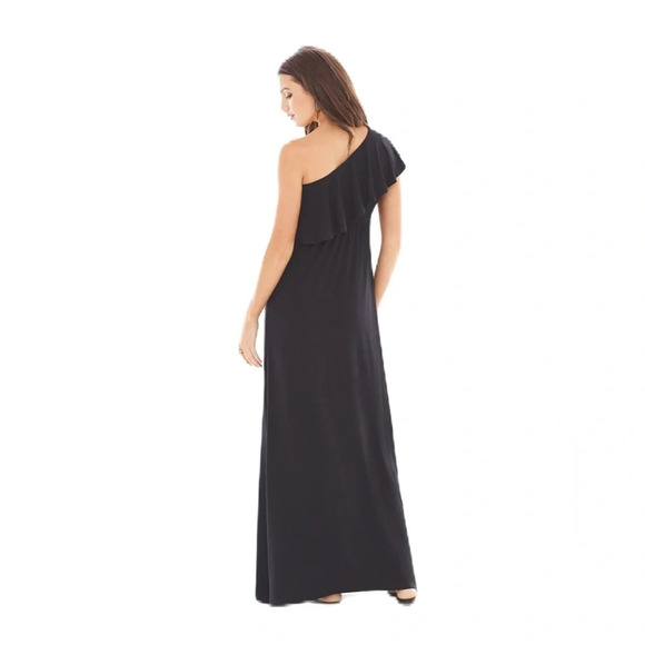 Soma Soft Jersey One Shoulder Ruffle Maxi Dress Black Size XL New‎ With Tags - Picture 2 of 4